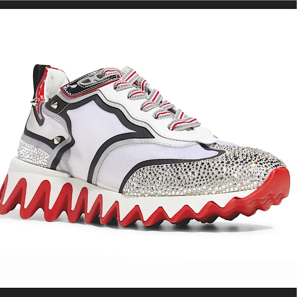 BNIB Christian Louboutin Sharkina Strass Spike Sneakers - Picture 2 of 15
